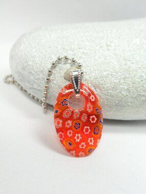 Orange millefiori pendant